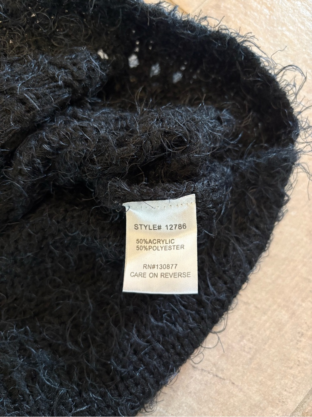 PinkBlush Maternity Black Textured Fuzzy Knit Sweater Top - Tie Back - Size S/M - Picture 6 of 8